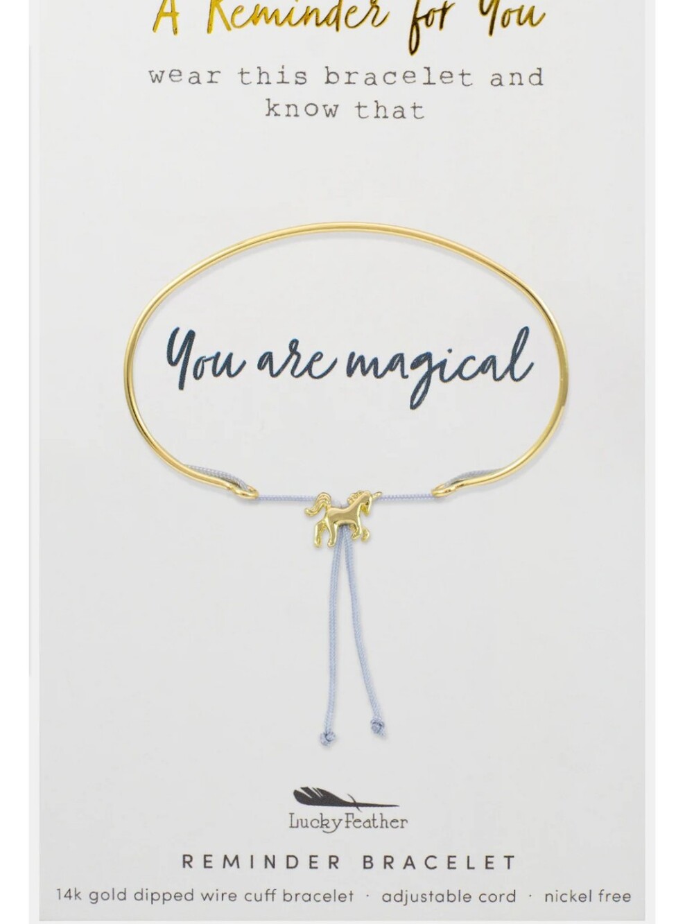 New 14k Gold Unicorn You Are Magical Bracelet